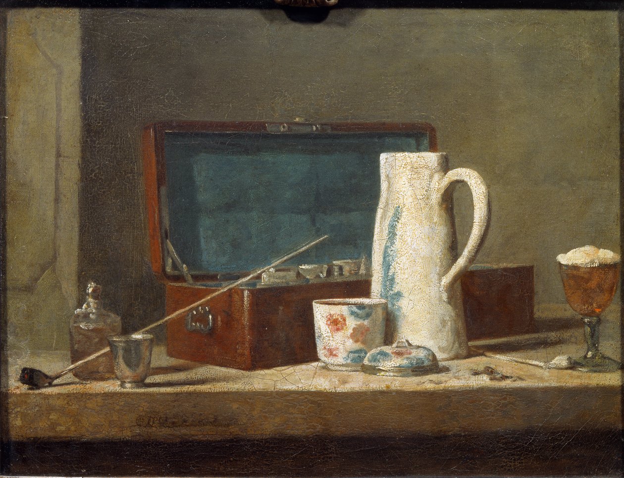 Csövek és ivóedények (más néven La Tabagie) - olaj, vászon alkotó: Jean Baptiste Simeon Chardin
