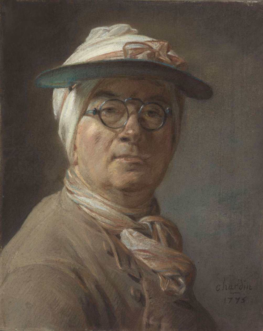 Önarckép szemhéjfestékkel, 1775. alkotó: Jean Baptiste Simeon Chardin