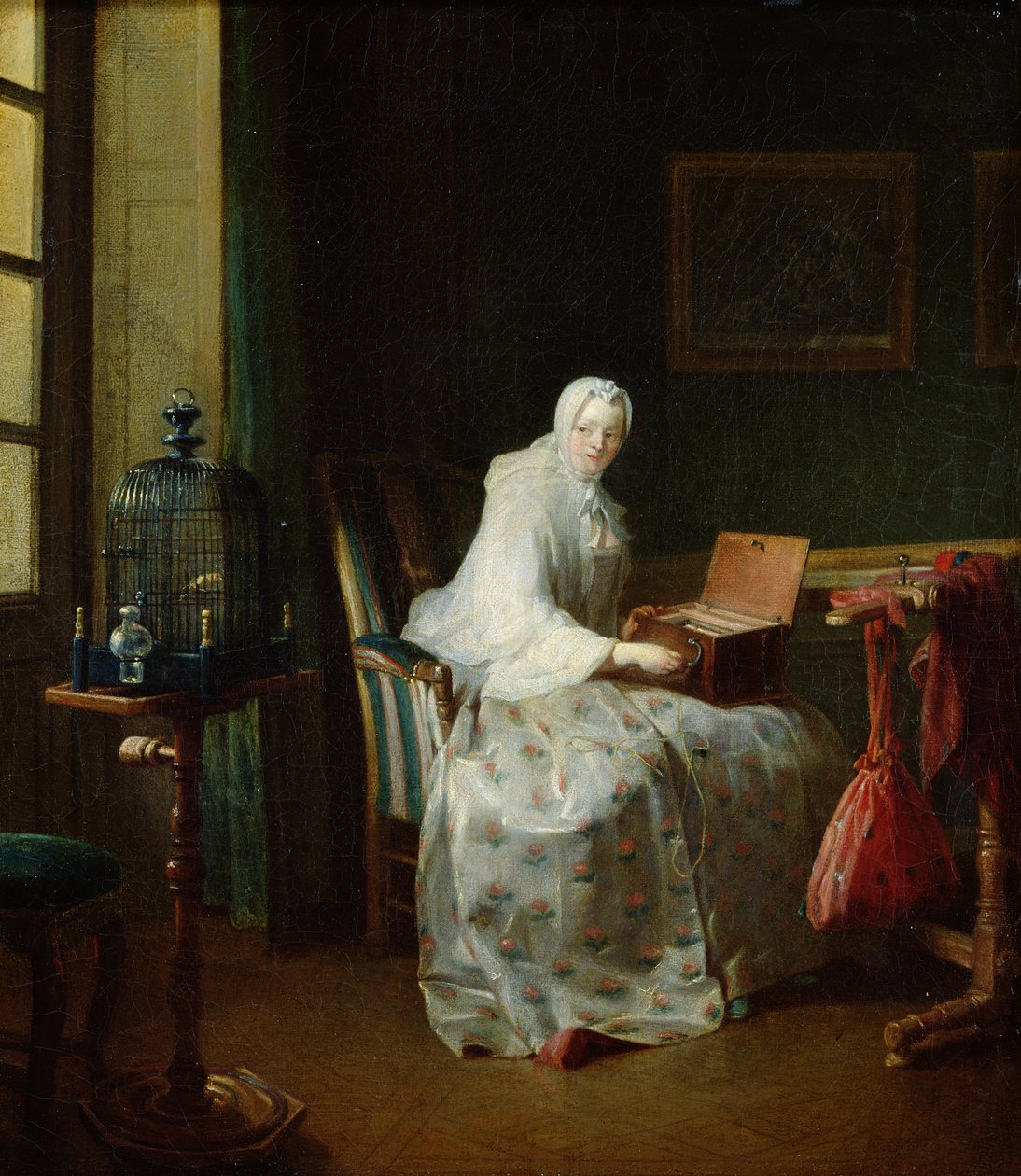 A madárorgona avagy Egy örömeit változatos nő, 1751 alkotó: Jean Baptiste Simeon Chardin