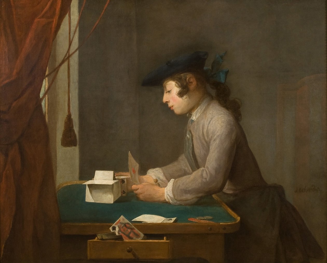A kártyavár, 1735 alkotó: Jean Baptiste Simeon Chardin