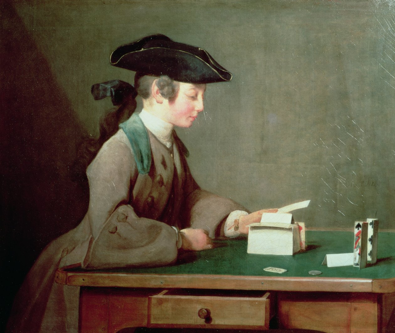 A kártyavár, 1736-37 körül alkotó: Jean Baptiste Simeon Chardin