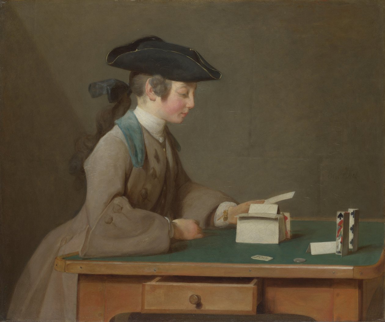 A Kártyavár c. 1736 alkotó: Jean Baptiste Simeon Chardin