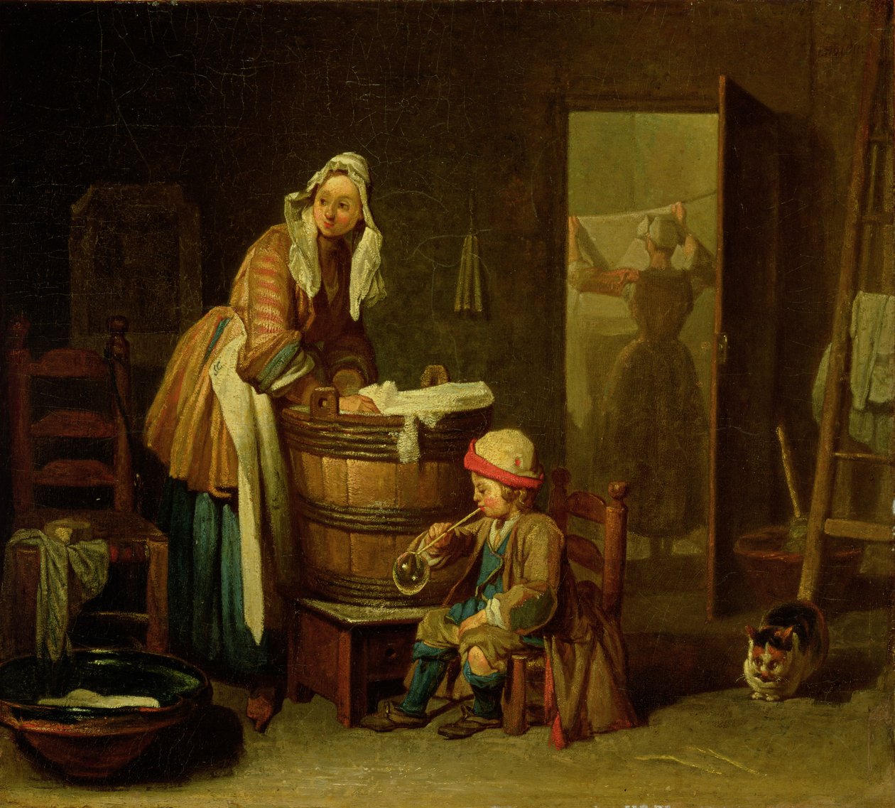 A mosónő (olaj, vászon) alkotó: Jean Baptiste Simeon Chardin