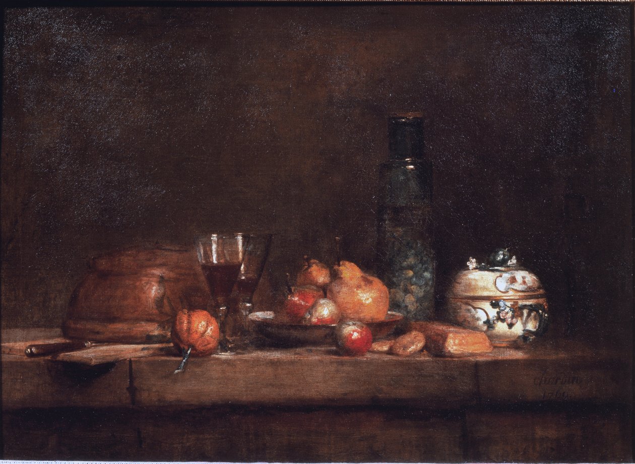A jar of oliva - Olaj, vászon alkotó: Jean Baptiste Simeon Chardin