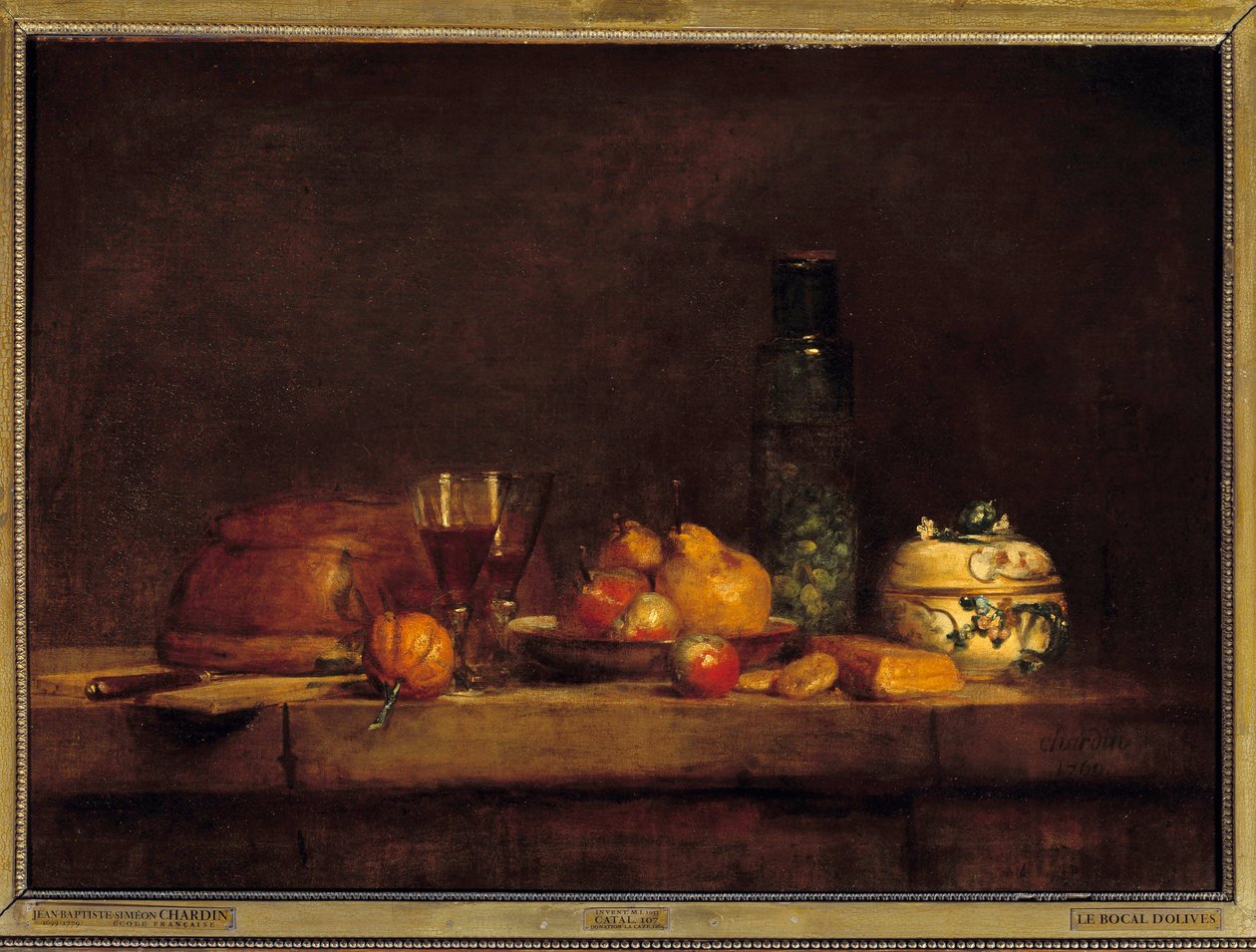 Az üveg olajbogyó. Jean Simeon Chardin (1699-1779) festménye alkotó: Jean Baptiste Simeon Chardin