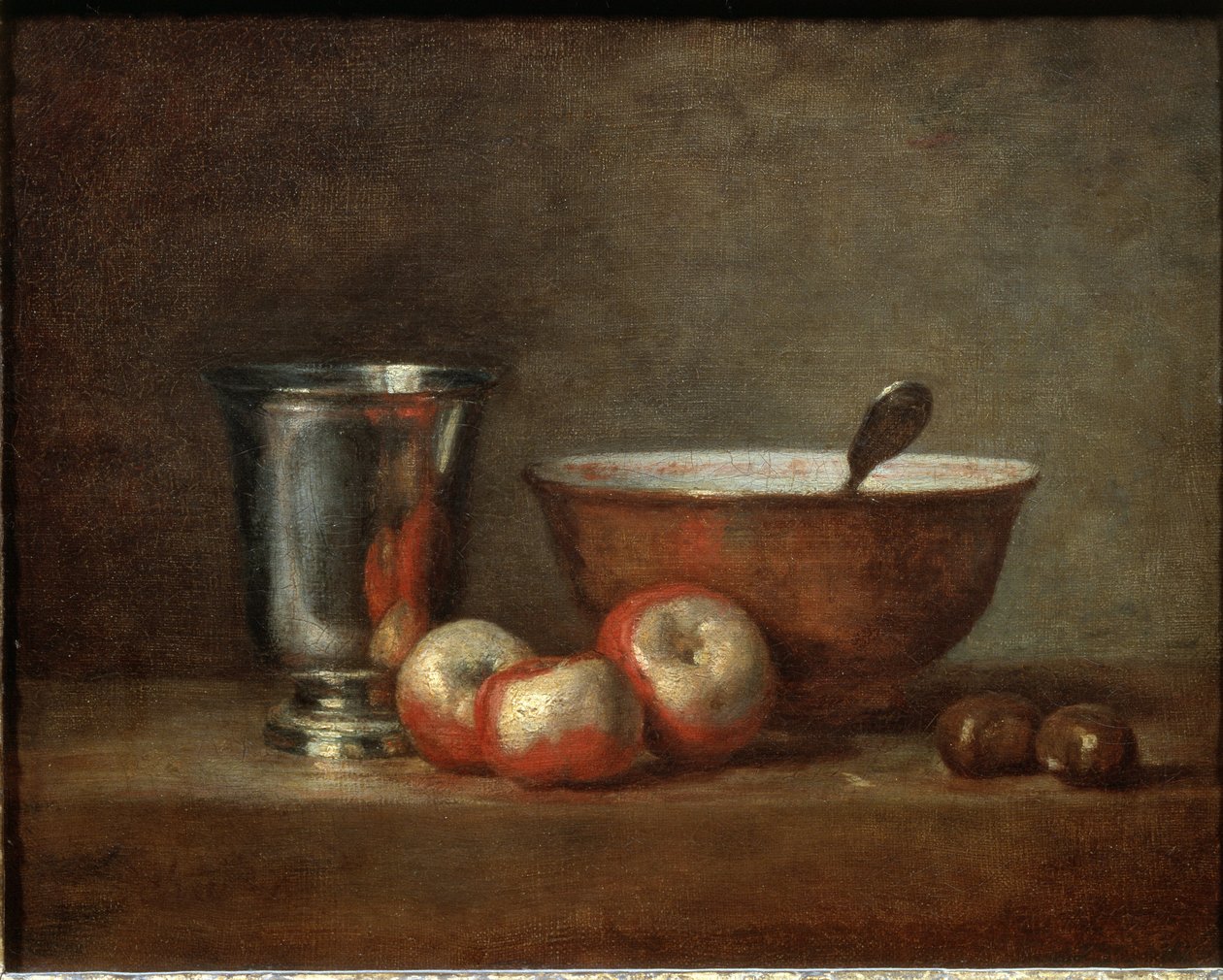 Az ezüst serleg (vagy az ezüst pohár) - Olaj, vászon alkotó: Jean Baptiste Simeon Chardin