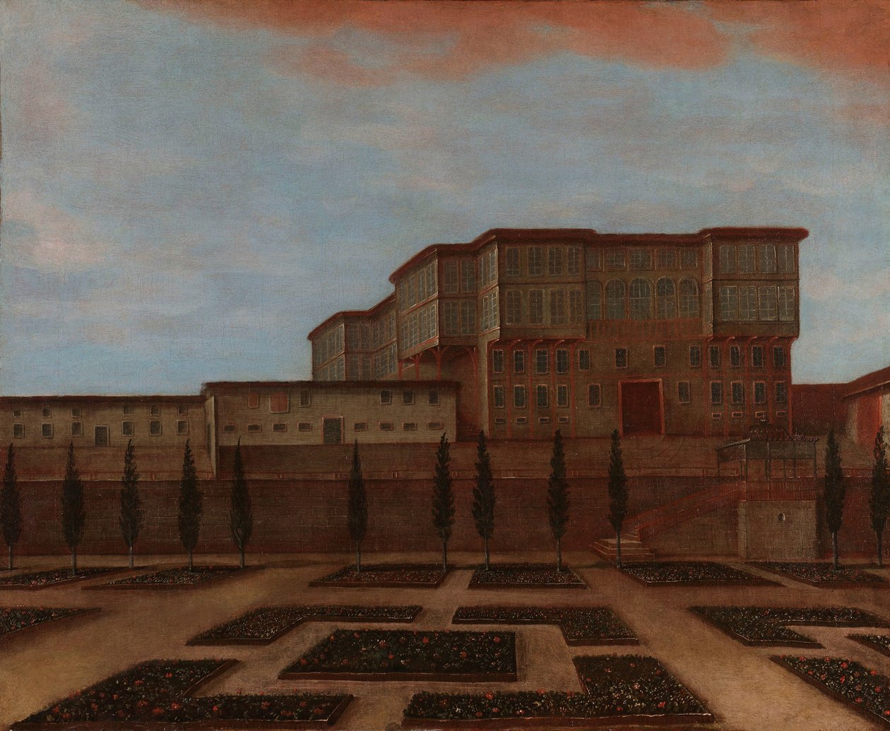 Egy nagykövetség épülete Perában Egy nagykövetség épülete Perában alkotó: Jean Baptiste Vanmour (workshop of)