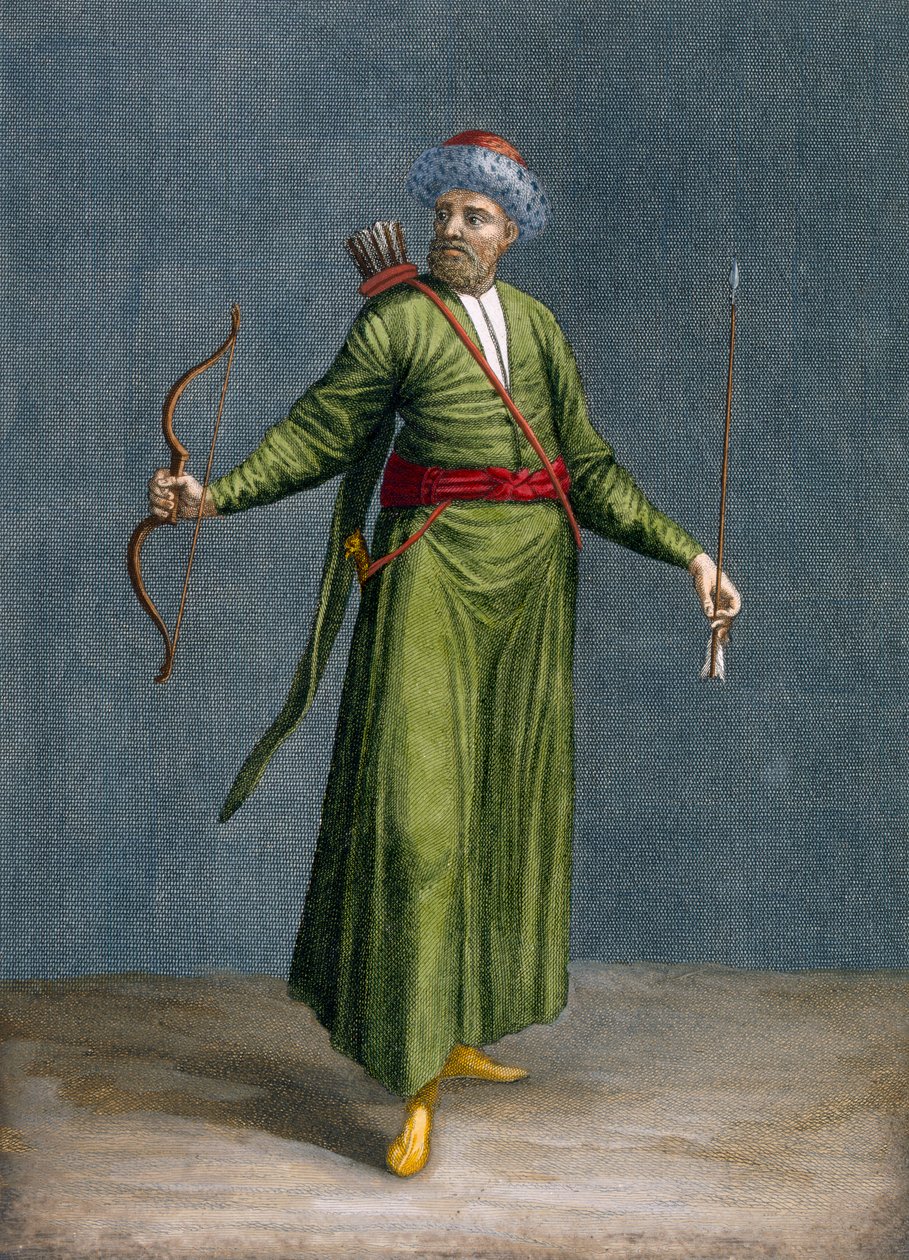 Egy krími tatár, 84. tábla Charles de Ferriol „Levante különböző nemzeteit ábrázoló száz lenyomat gyűjteményéből”, vésett: Philippe Simonneau (1685-kb. 1753), 1707-08 (szín) alkotó: Jean Baptiste Vanmour
