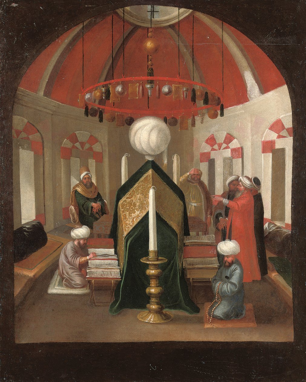 Török mauzóleum alakokkal egy szultán sírjánál alkotó: Jean Baptiste Vanmour