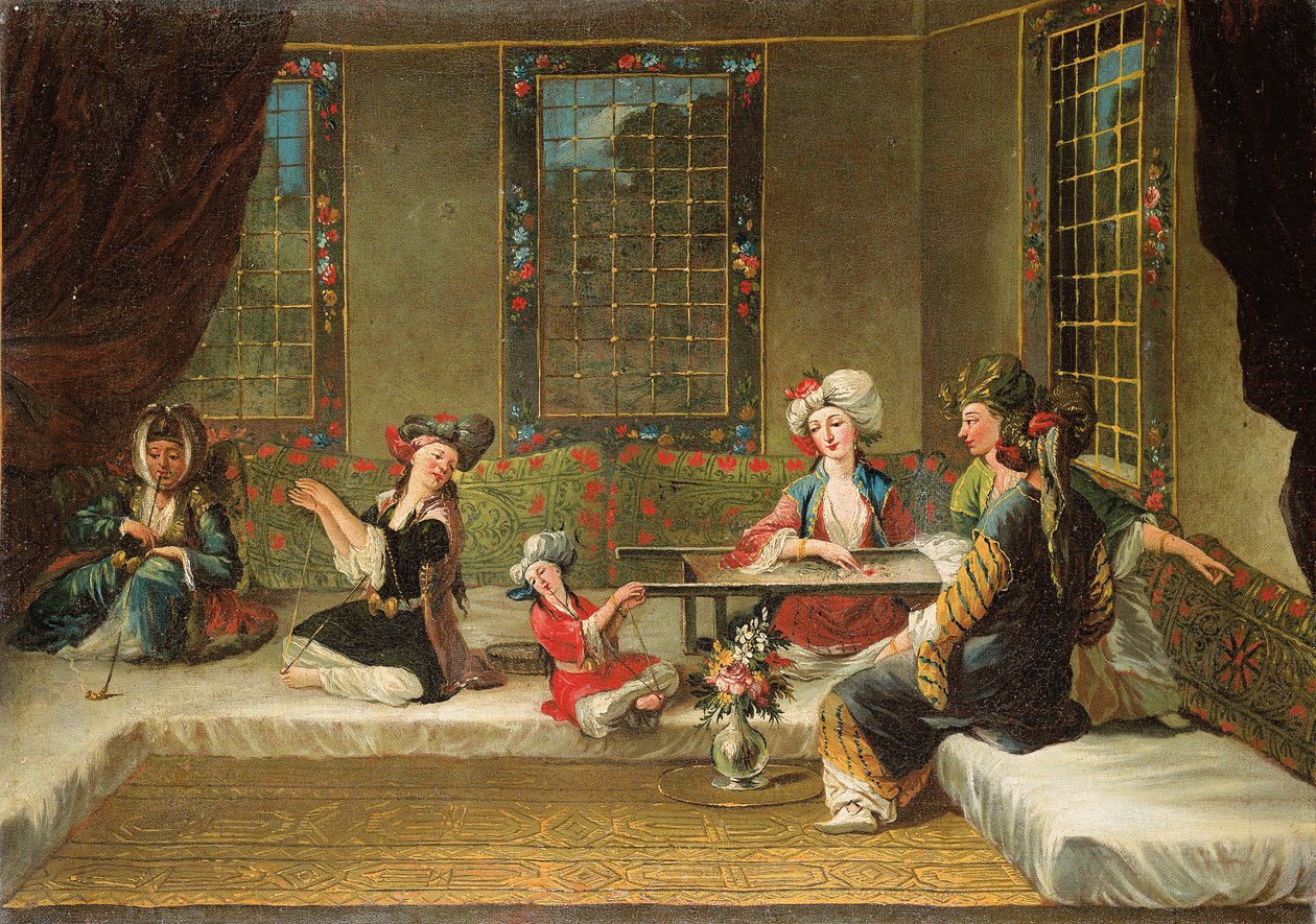 Örmény női hímzés egy belső térben alkotó: Jean Baptiste Vanmour