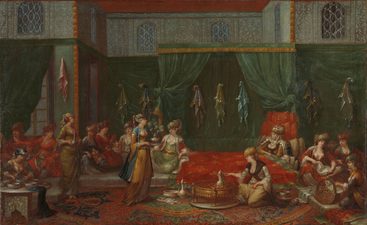 Egy kiváló török nő fekvőszobája, 1720-37 körül (olaj, vászon) alkotó: Jean Baptiste Vanmour