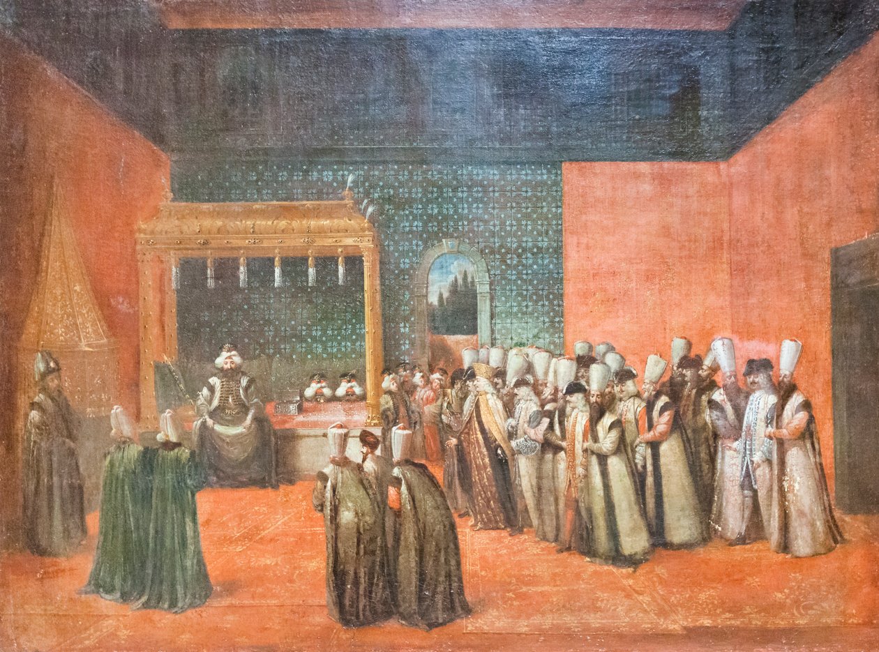 III. Ahmed szultán európai nagykövetet fogad, 1725 körül (olaj, vászon) alkotó: Jean Baptiste Vanmour