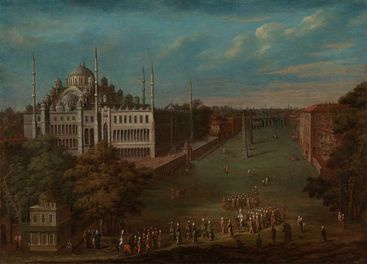 A nagyvezír átkel az Atmeydanon? (Ló tér), 1720-37 alkotó: Jean Baptiste Vanmour