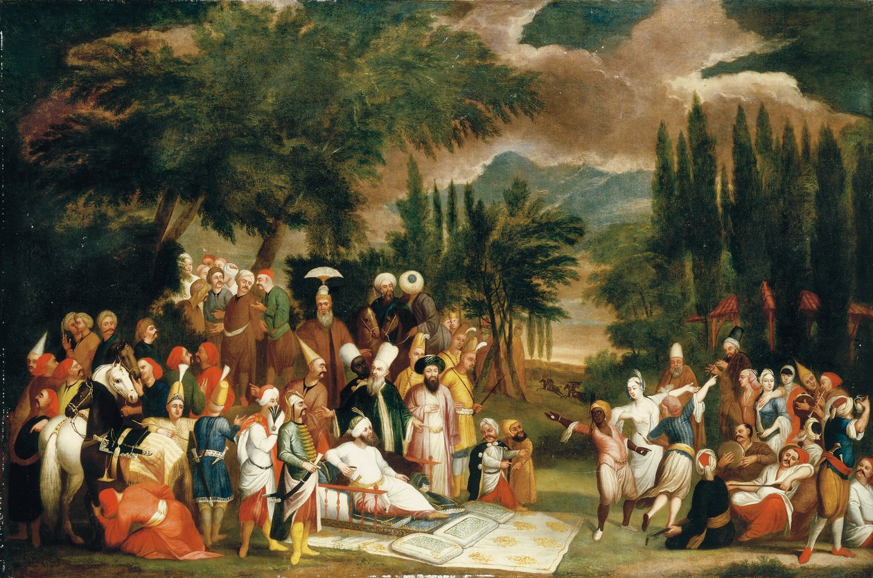 Ahmed szultán vadásztársasága III alkotó: Jean Baptiste Vanmour