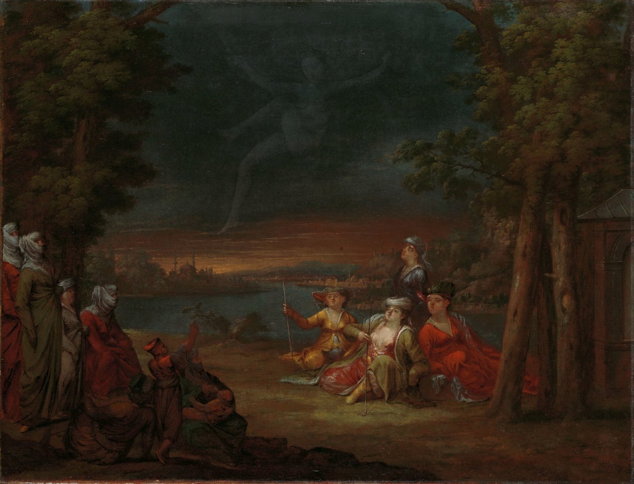 Török nők a vidéken Isztambul közelében A Konstantinápoly melletti török ​​nők jelenést néznek az égen alkotó: Jean Baptiste Vanmour