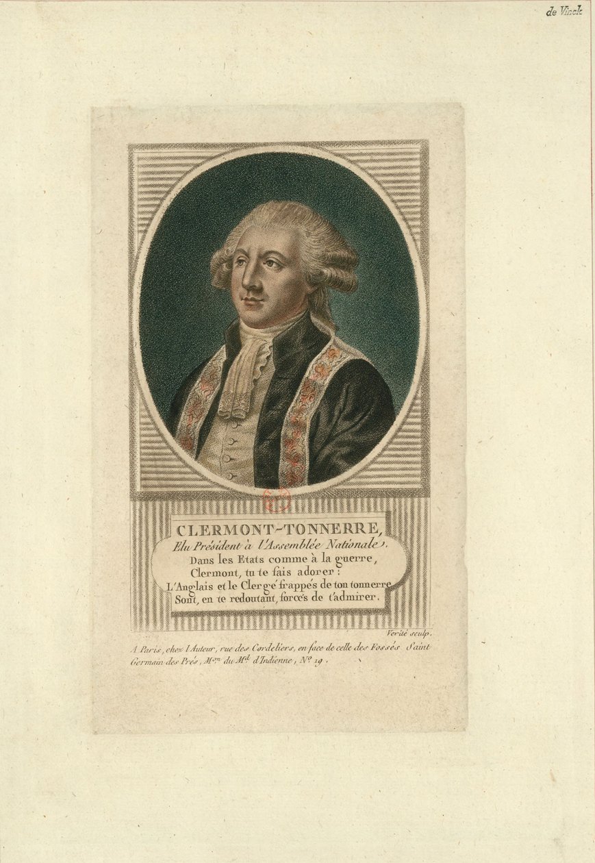 Stanislas Marie Adelaide portréja, Clermont-Tonnerre grófja 1757-1792, c. 1789. alkotó: Jean Baptiste Verite