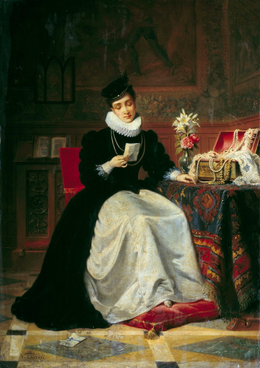 Nő levelet olvas Jea-Baptiste Victor Loutrel festménye (1821-1908) 19. századi nap. 0,48x0,34 m Rouen, Musee des Beaux Arts alkotó: Jean Baptiste Victor Loutrel