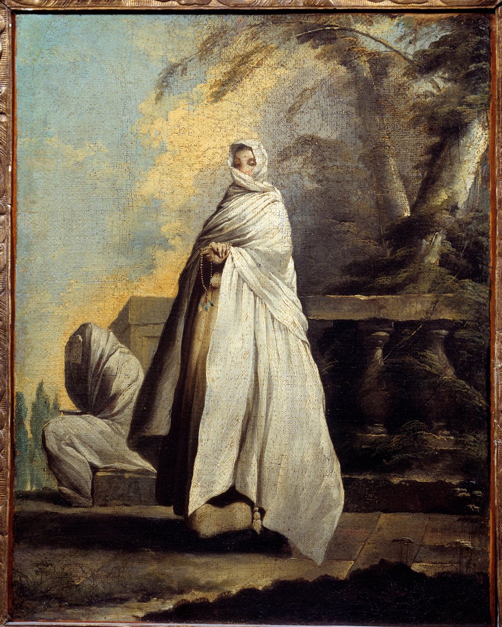 Fehérbe öltözött nők. Jean Barbault (1718-1762) festménye alkotó: Jean Barbault