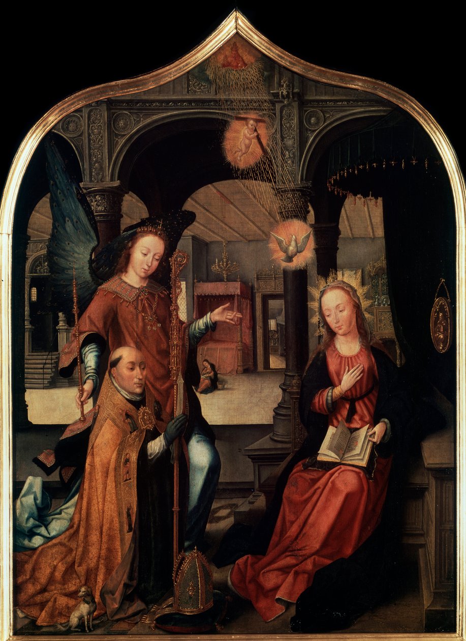 „Az Angyali üdvözlet”, Triptichon, Központi tábla, 1517. alkotó: Jean Bellegambe