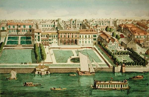 A Somerset House kilátása a folyó felől, a "Kilátások gyűjteményéből" (színes metszet) (lásd még 94450) alkotó: Jean Benoit Winckler