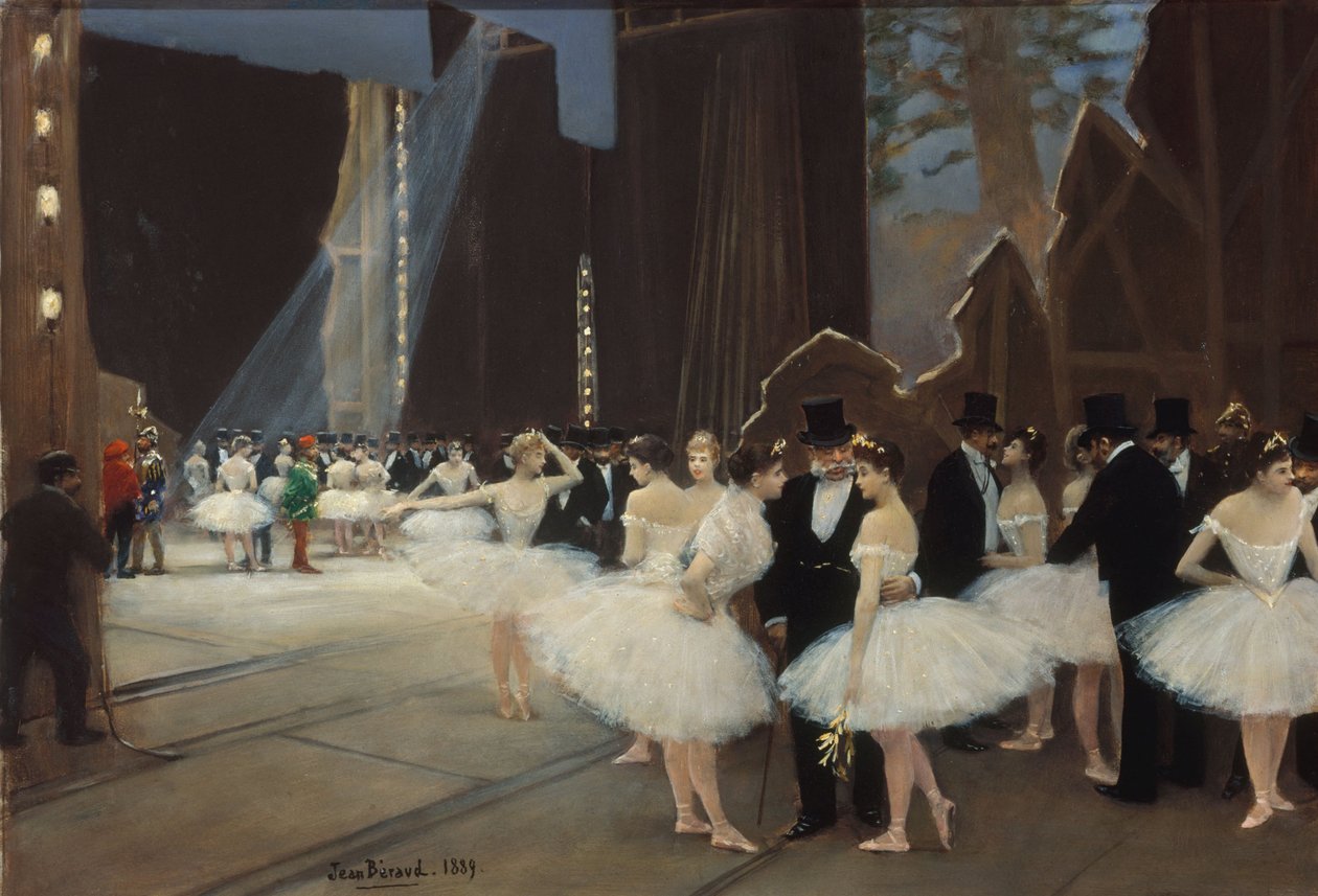 A párizsi opera színpadának kulisszái alkotó: Jean Beraud