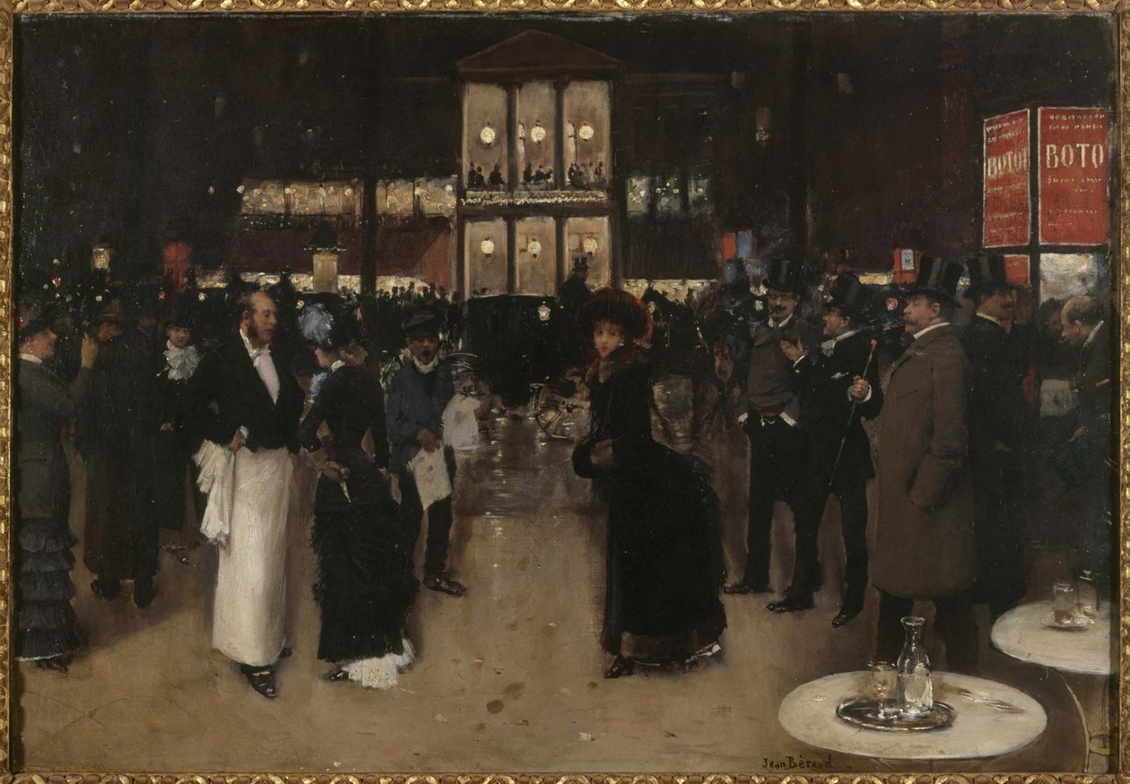 A Montmartre körút éjszaka, a Théâtre des Variétés előtt, 1885 körül (olaj, vászon) alkotó: Jean Beraud
