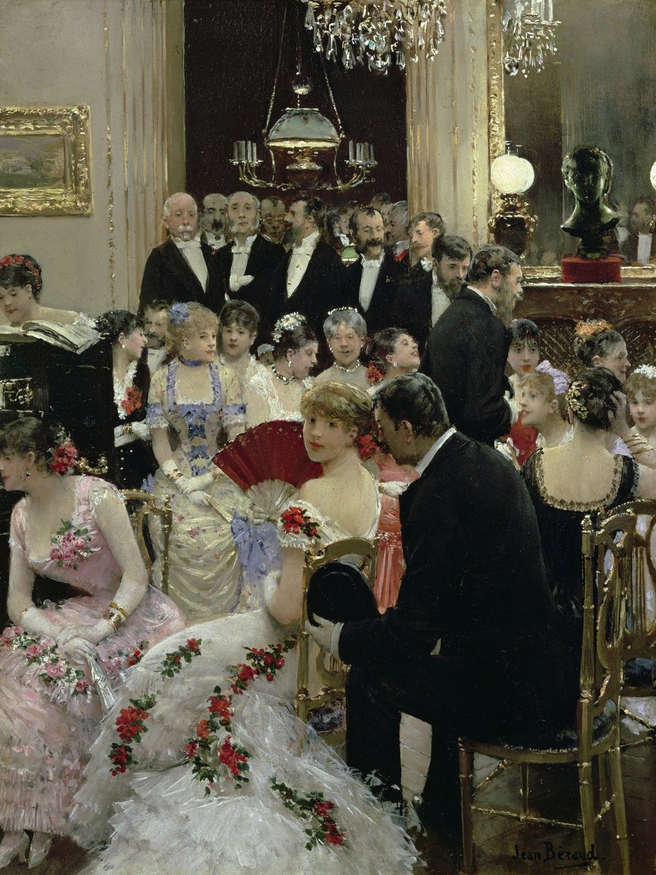 Az este - A zongora körül c. 1880. alkotó: Jean Beraud