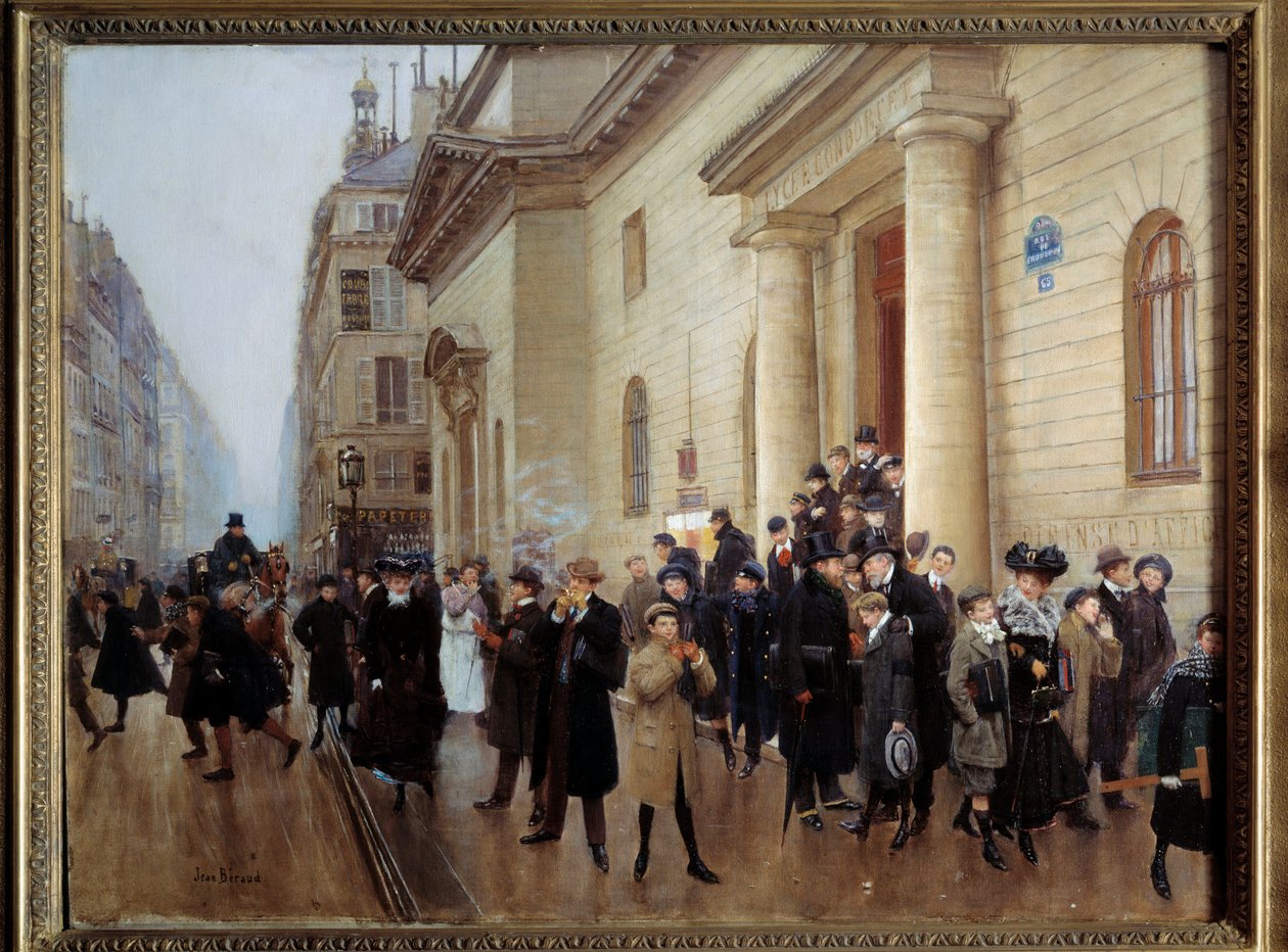 Kilép a párizsi Concorcet középiskolából Jean Beraud (1849-1935) festménye 1903 V. 0,51x0,65 m Párizs, Carnavalet Múzeum - Elhagyva a Lycee Condorcet-t, Párizsban. Jean Beraud festménye (1849-1935) alkotó: Jean Beraud