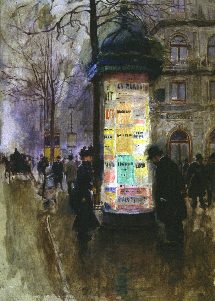 Morris oszlop, 1900 körül (akvarell) alkotó: Jean Beraud