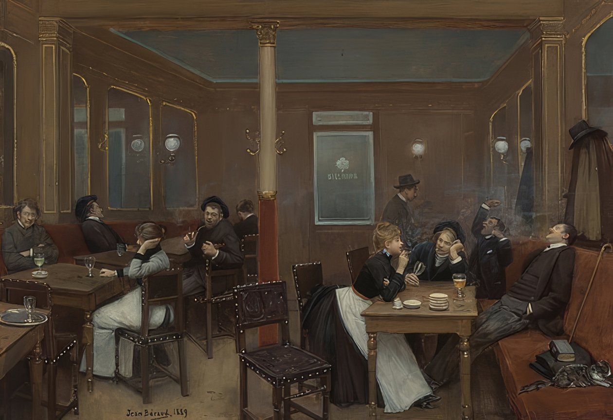 Studentenkneipe. 1889 alkotó: Jean Beraud