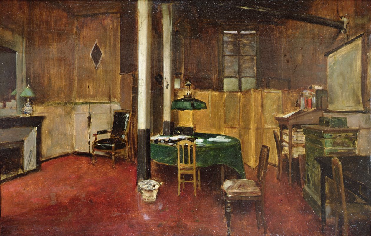 The Newsroom of Hansard, 1889 körül (olaj, fa) alkotó: Jean Beraud