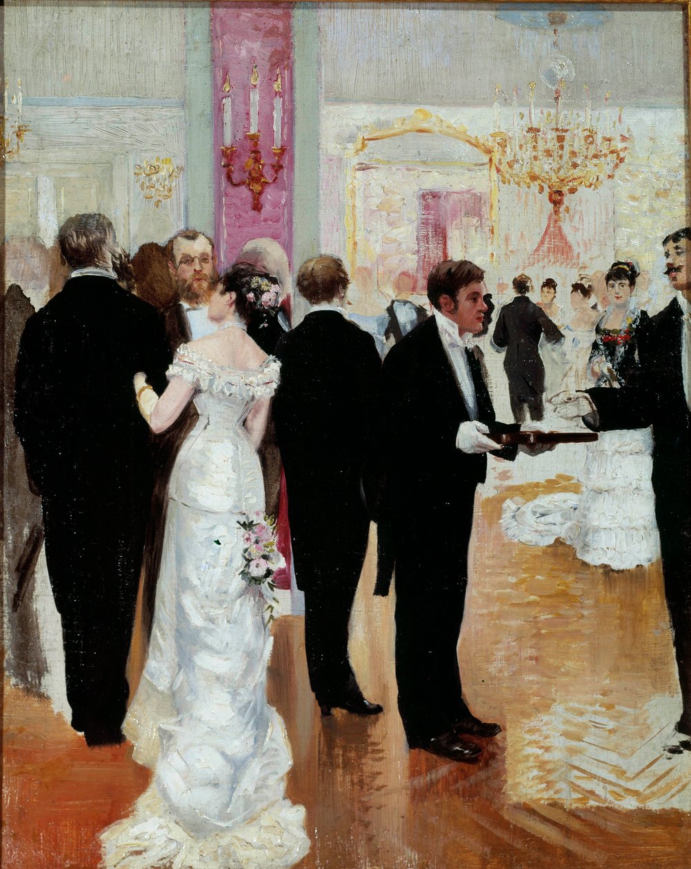 A fogadás Társas este a Belle Epoque párizsi társaságában. Jean Beraud (1849-1935) festménye XX. Magángyűjtemény alkotó: Jean Beraud