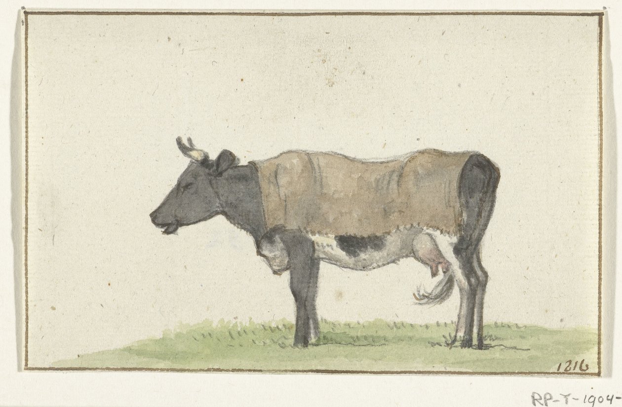 Álló tehén takaróval, balra alkotó: Jean Bernard