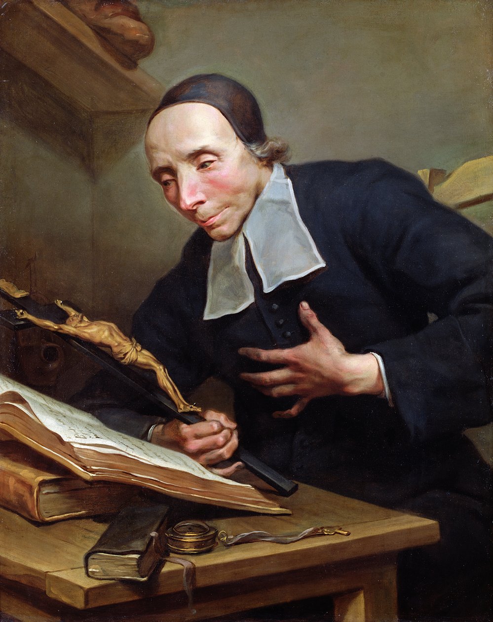 Firmin Tournus apát (1672-1733) portréja feszülettel alkotó: Jean Bernard Restout