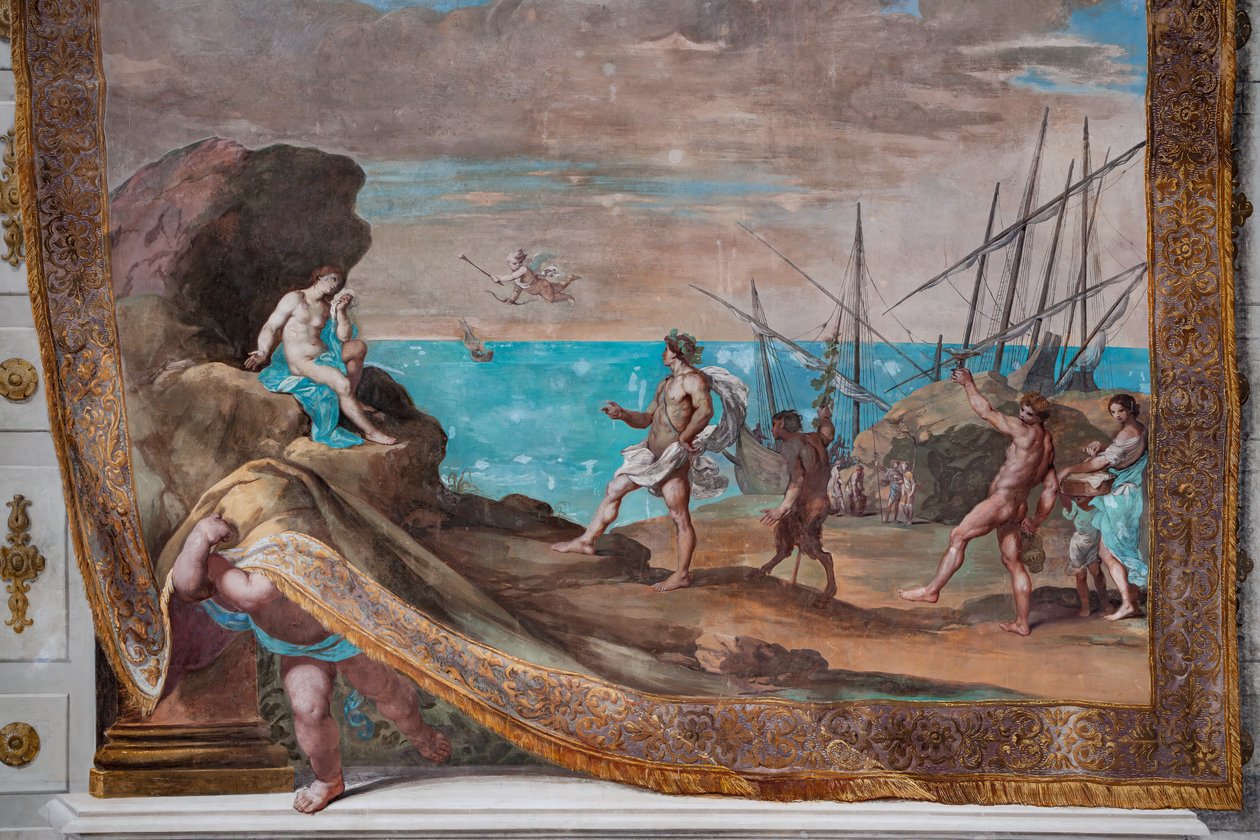 Bacchus eléri a Theseus által elhagyott Ariadnét Naxos szigetén. alkotó: Jean Boulanger