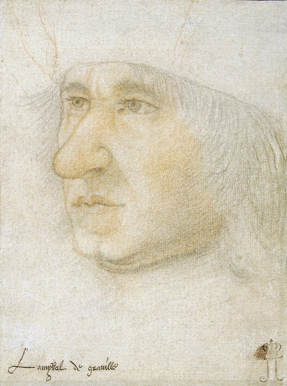 Louis Malet de Graville (1438-1516), Bourdichon, Jean francia tengernagy (1457-1521) portréja. Fekete kréta és szangvinikus papíron, méret: 16,9x12,7, XV. század vége, Állami Ermitázs, Szentpétervár alkotó: Jean Bourdichon