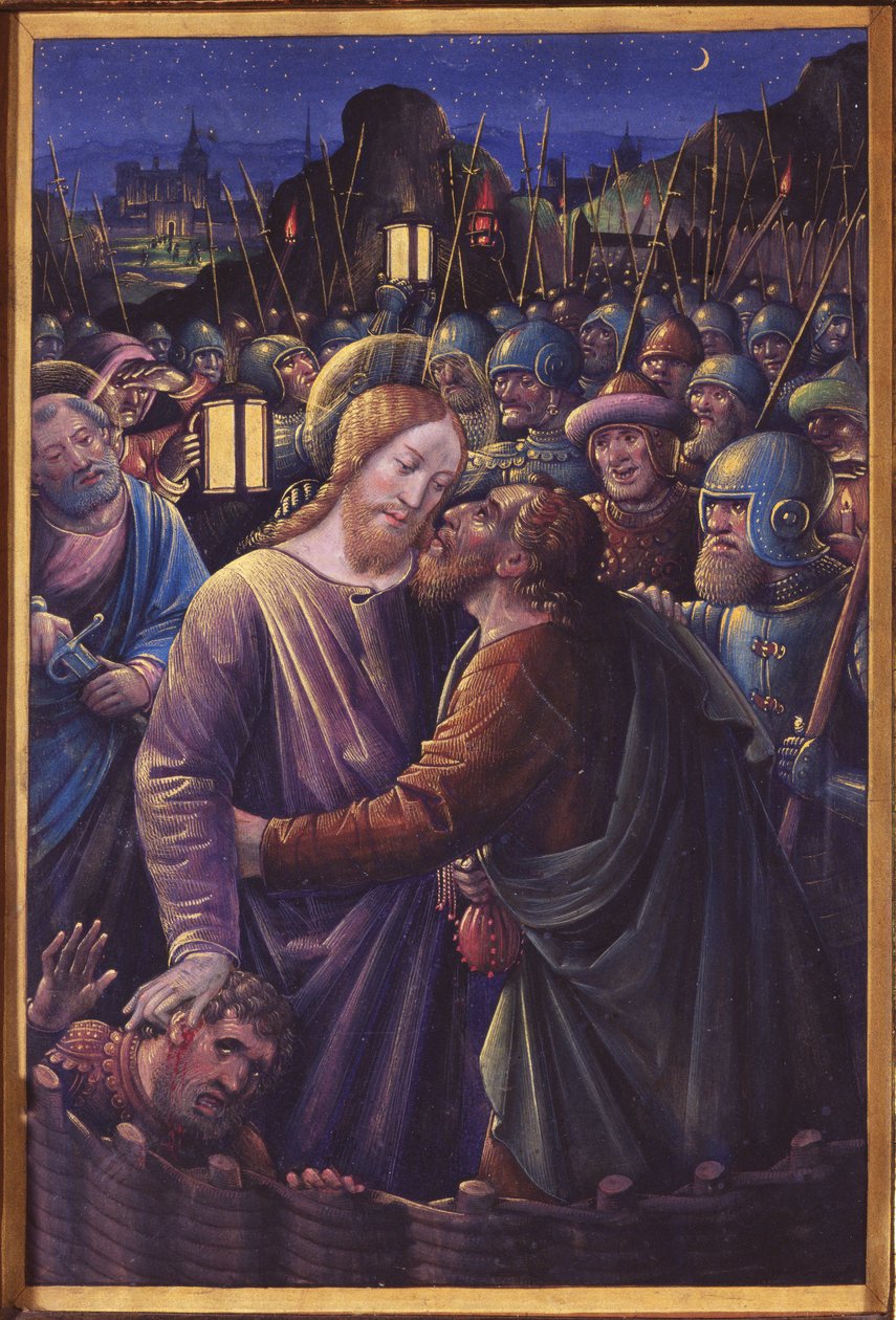 Júdás csókja, 15. század vége (vellum) alkotó: Jean Bourdichon