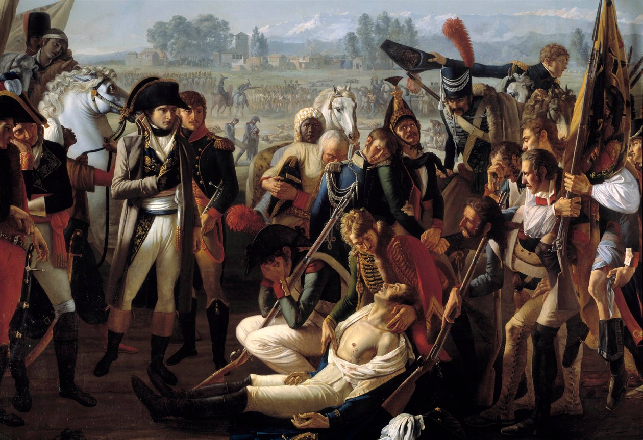 Charles Antoine Desaix de Veygoux tábornok (1768-1800) halála a marengói csatában 1800. június 14-én Bonaparte Napóleon (1769-1821) szeme láttára. Jean Broc (1771-1850) festménye alkotó: Jean Broc