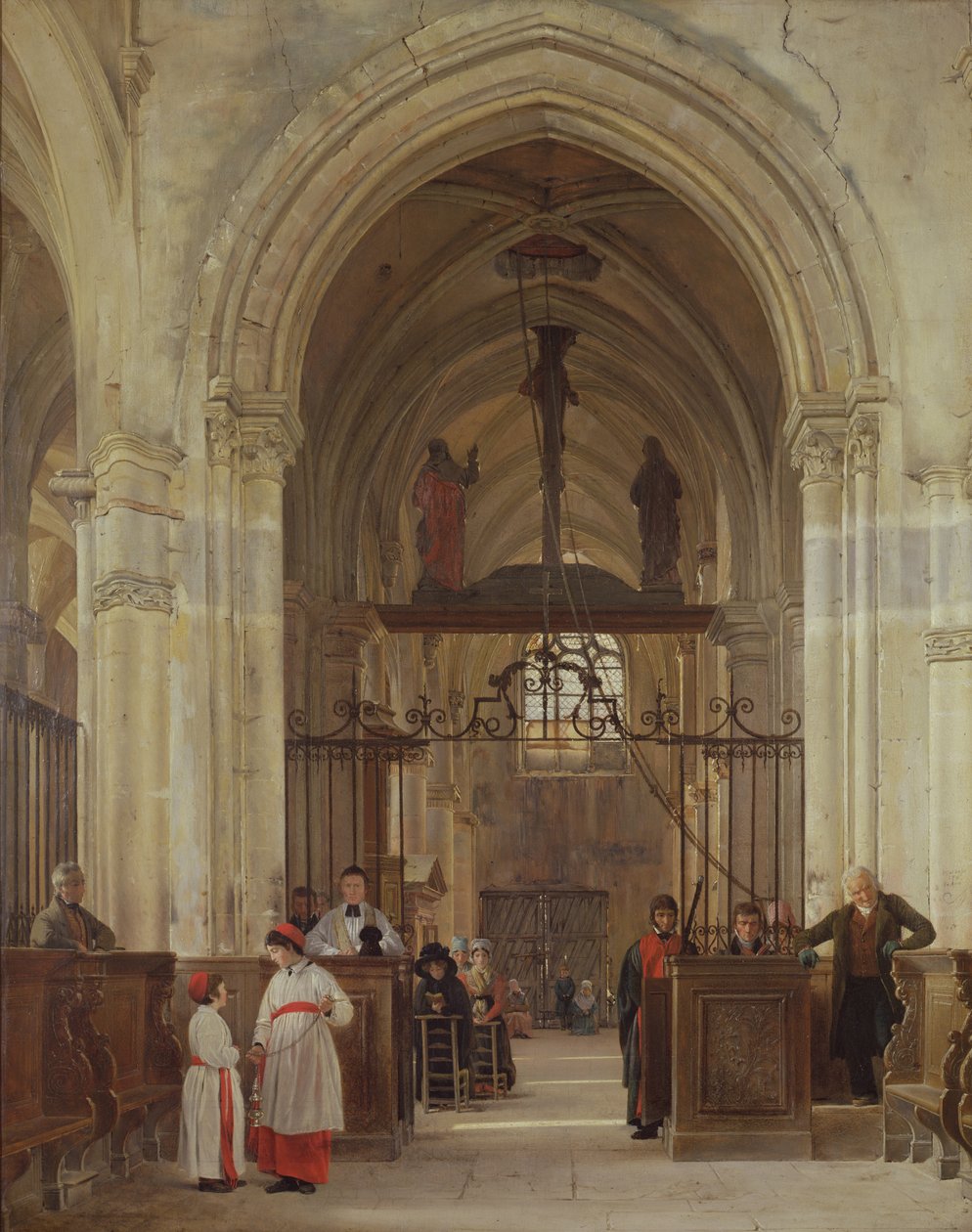 A St. Prix templom belseje, Valle de Montmorency, 1828 alkotó: Jean Bruno Gassies
