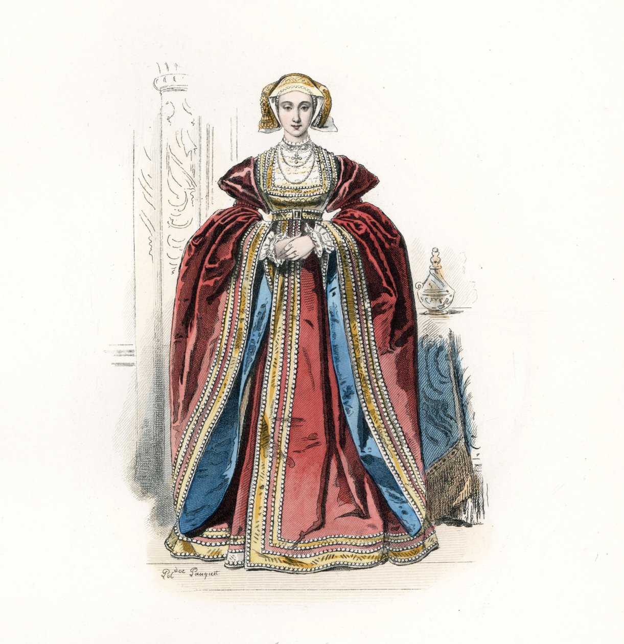 Cleves Anne, VIII. Henrik angol király felesége, Hans Holbein után alkotó: Jean Charles (1800 79) Pauquet
