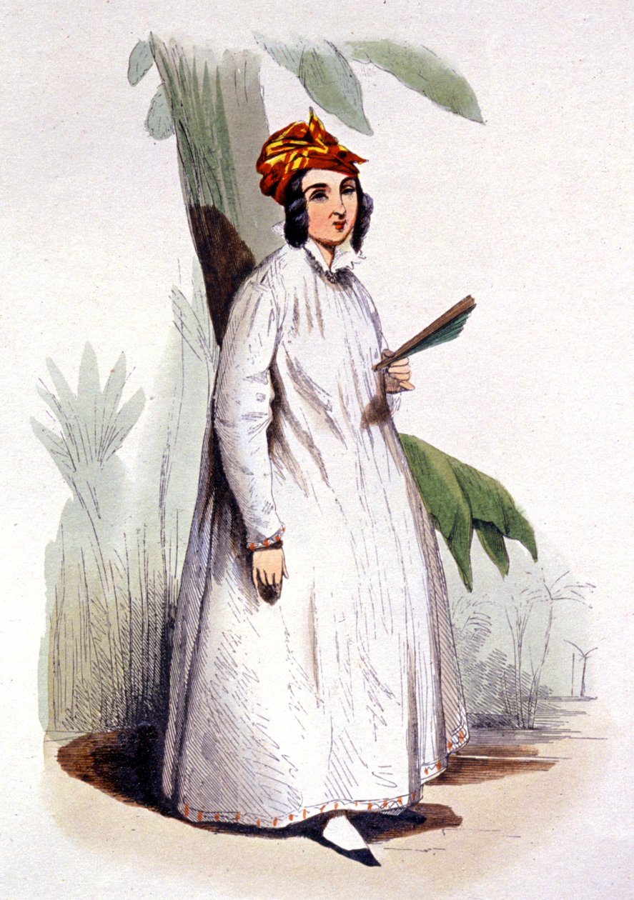 A kreol nő, Francia Antillák, 1850 körül (metszet) alkotó: Jean Charles (1800 79) Pauquet