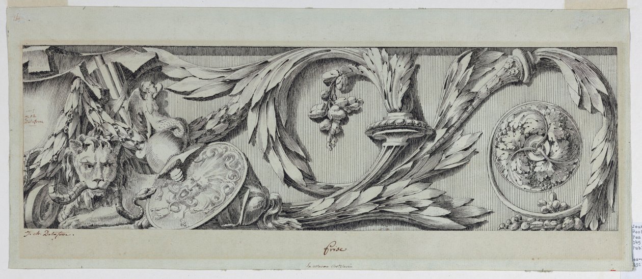Rajz, fríz Rinceau-val, 1775-80 alkotó: Jean Charles Delafosse