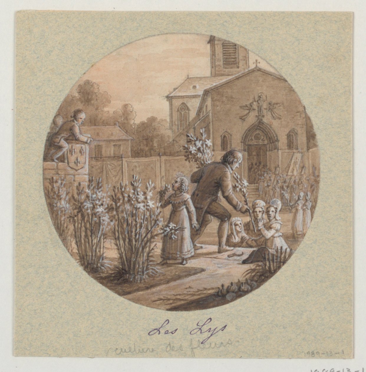 Festett porcelántányér tervezése, Les Lys (Lillies), a Service de la Culture des Fleurs (Virágtermesztési Szolgálat) alkotó: Jean Charles Develly