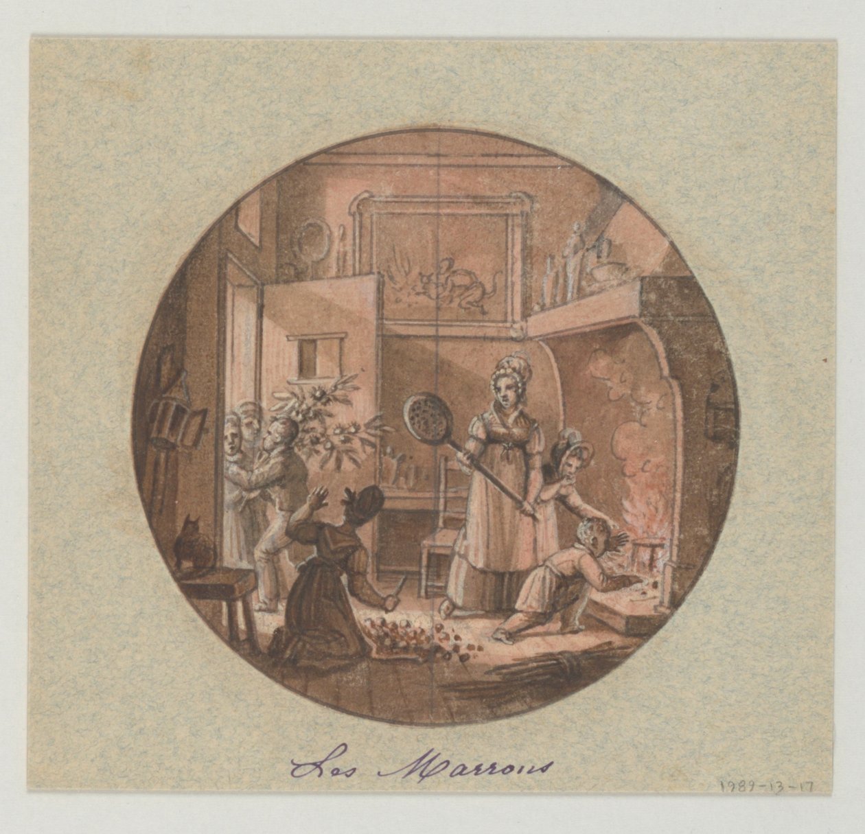 Tervezés festett porcelántányérhoz, Les Marrons (gesztenyék) a Service des Objets de Dessert (desszertszolgáltatás) számára alkotó: Jean Charles Develly