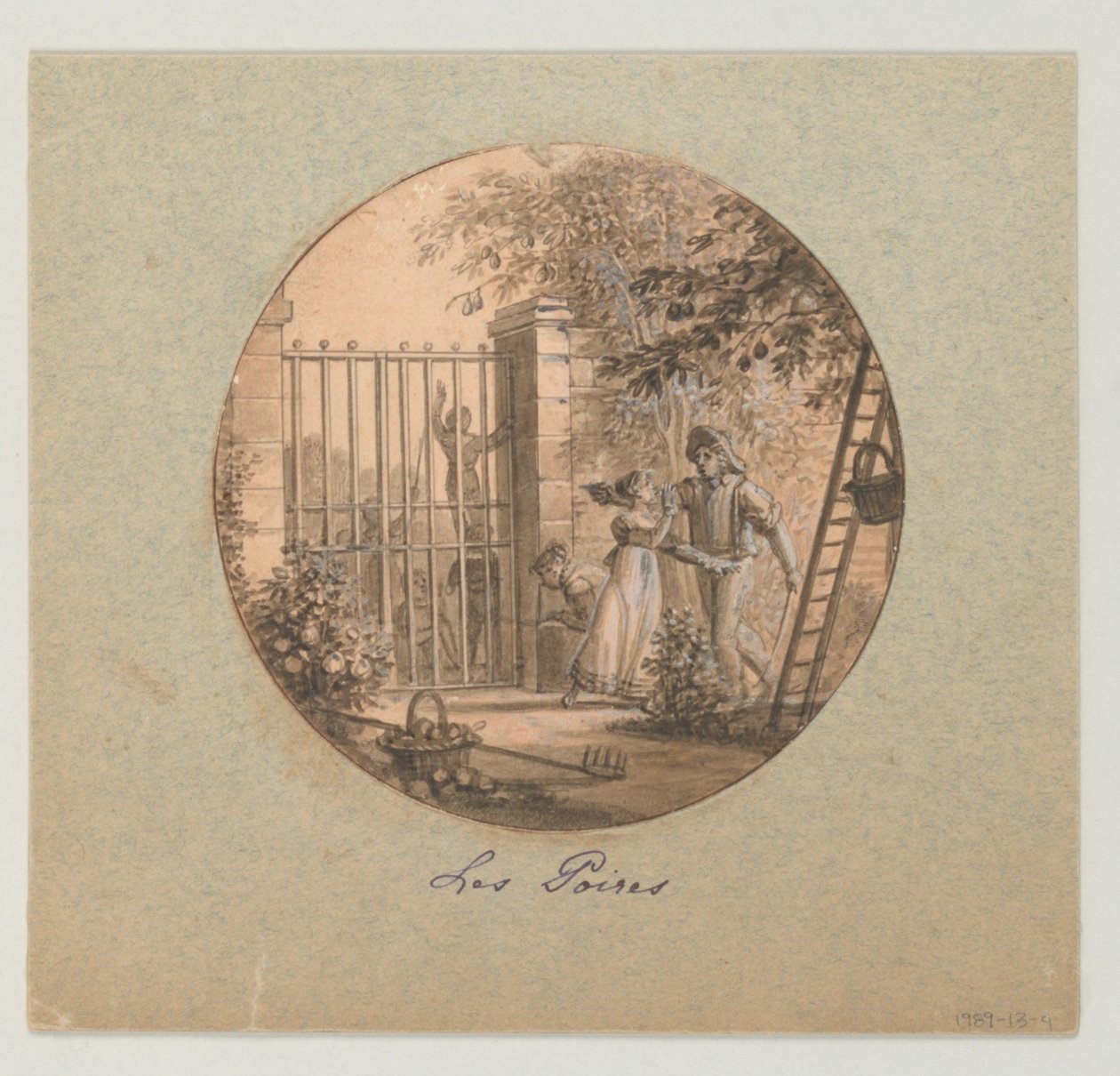 Tervezés festett porcelántányérhoz, Les Poires (Körte) a Service des Objets de Dessert (desszertszolgálat) alkotó: Jean Charles Develly