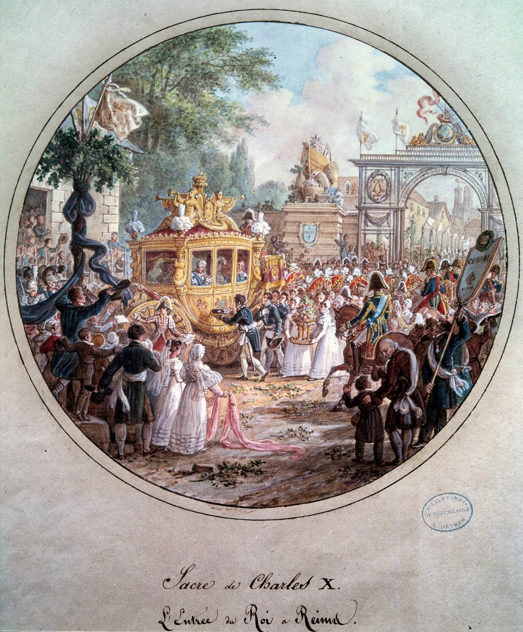 X. Károly király beutazása Reimsbe, 1825. május. Jean Charles Develly (1783-1849) metszete alkotó: Jean Charles Develly