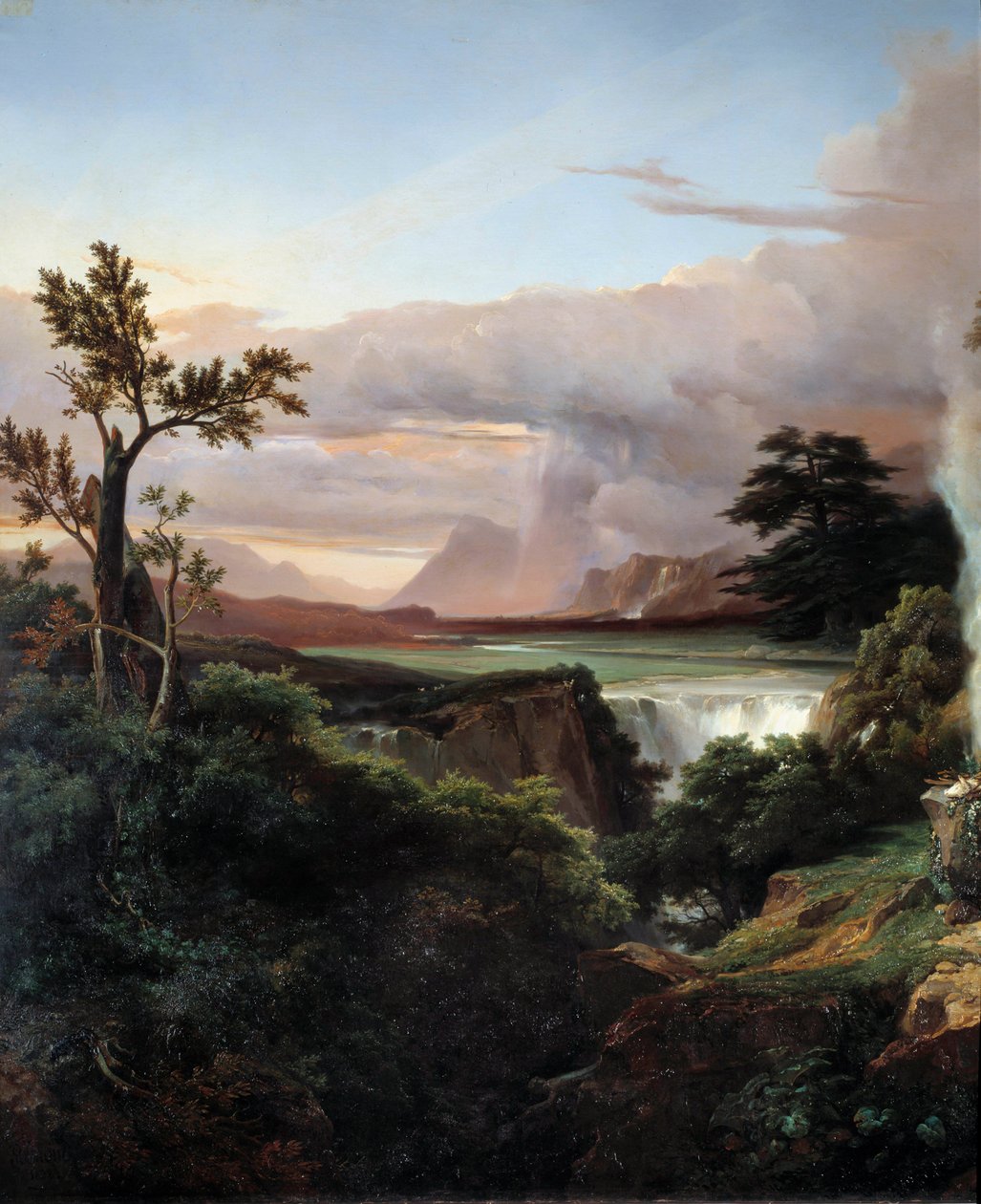 Táj vízeséssel. Jean Charles Remond (1795-1875) festménye alkotó: Jean Charles Joseph Rémond