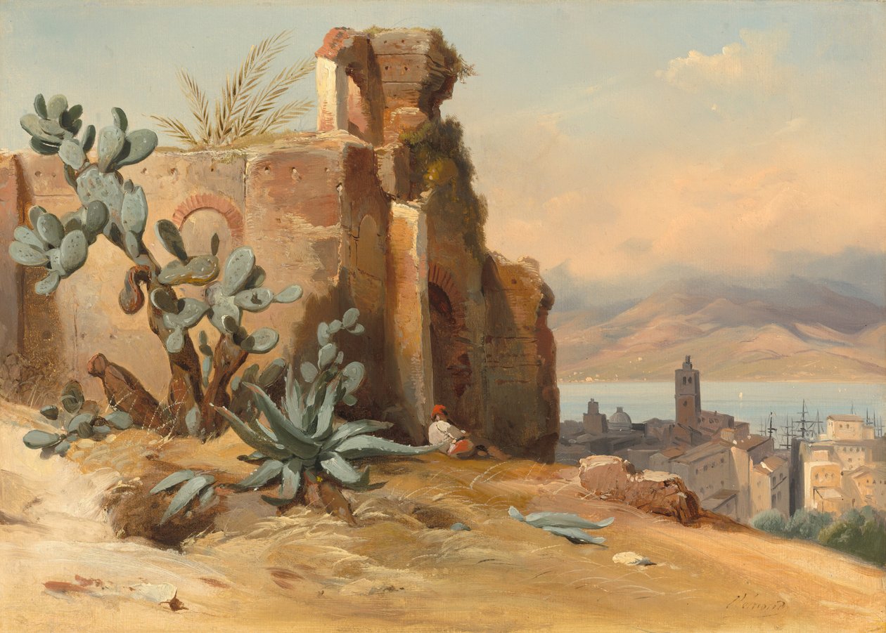 Ősi romok Messina közelében, Szicília alkotó: Jean Charles Joseph Rémond