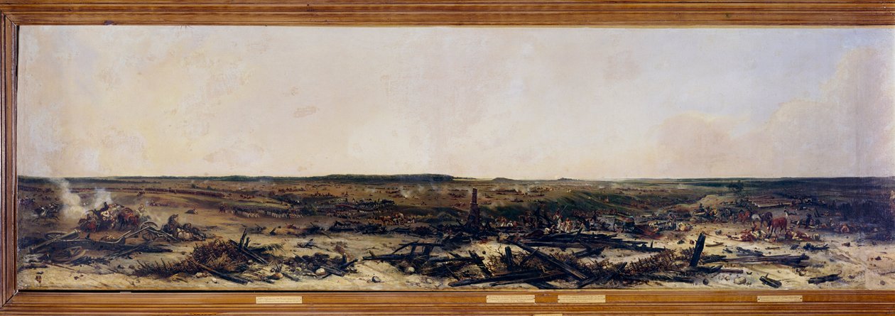 Oroszország hadjárata: "" Panoráma a moszkvai csatáról 1812. 09. 07-én"". A moszkvai csata (a borodinói csata is) I. Bonaparte Napóleon (1769-1821) franciái és a Mihail Golenicsev Kutuzov (Goleniscsev) vezette orosz császári hadsereg között alkotó: Jean Charles Langlois