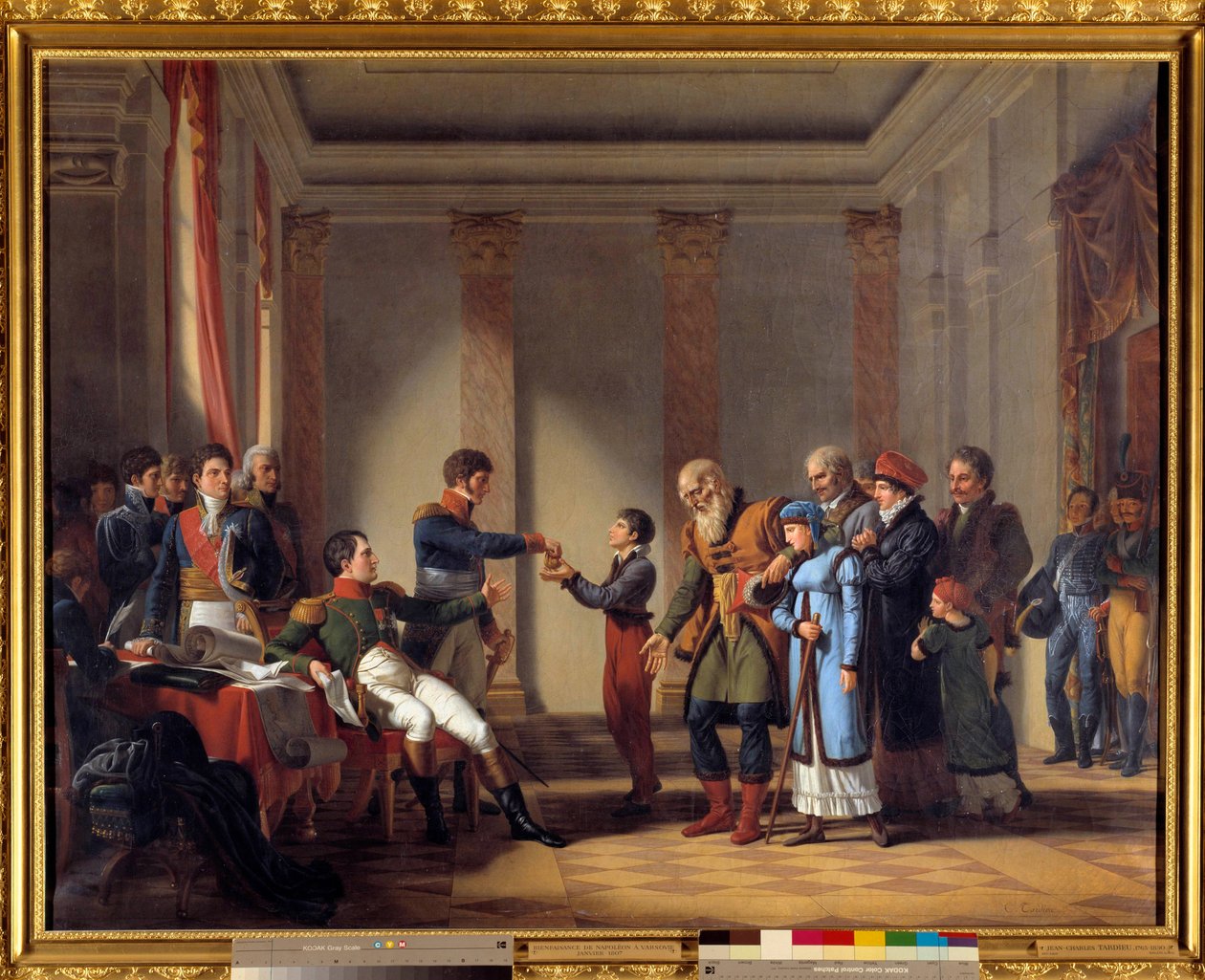 I. Napóleon császár (1769-1821) jótékonysága az 1807. januári lengyel hadjárat során: A császár száz napóleon nyugdíjat adott Nerockinak, 117 éves Tardieu János festménye (1765-1830) 19. század V. 1,15x1,46 m - A császár jótékony cselekedete alkotó: Jean Charles Tardieu